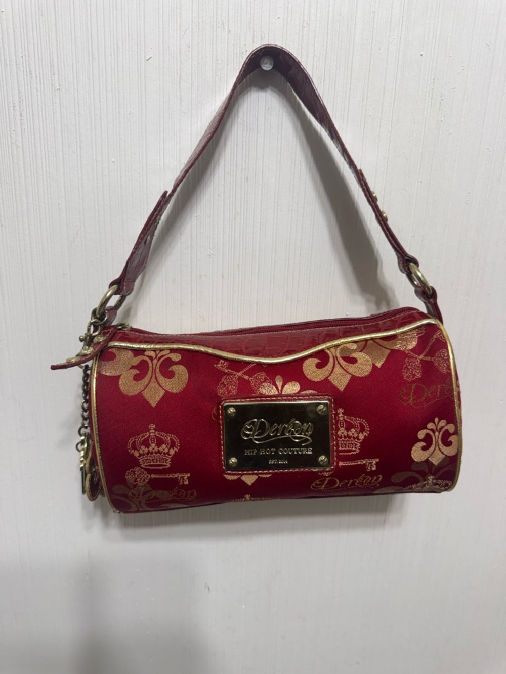 Dereon Red Mini Shoulder Bag with Gold Accents